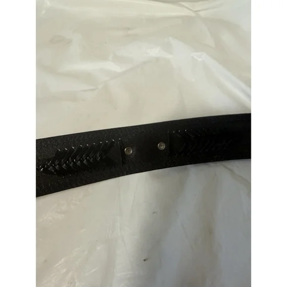 Double J Saddlery Belt Leather Western Belt Size 34 Silver gold trim